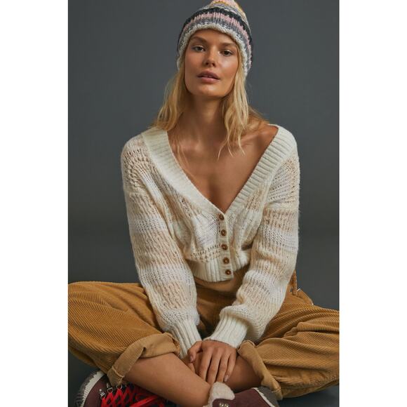 Anthropologie Pilcro Scarlette Pointelle Crop Cardigan...